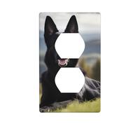 BROLEO Black German Shepherd Dog Printing Double Socket Wall Panel Decorative for Residential and Commercial Areas 4.5x2.76in