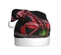 BROLEO Blade Red Praying Mantis Printed Christmas Hat for Adult quality accessory soft, lightweight, and fluffy