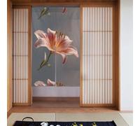 BROLEO Blooming Lilies Printing Door Curtain, Bathroom, Half Covered, Two partition Curtains 34x56in