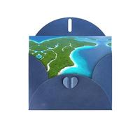 BROLEO Blue Greeting Card An island in the ocean Prints Perfect for Valentine's Day, Wedding Anniversary & Party Invitations