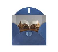 BROLEO Blue Greeting Card An open book. Prints Perfect for Valentine's Day, Wedding Anniversary & Party Invitations