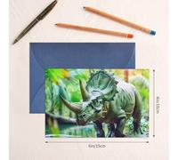 BROLEO Blue Greeting Card Bicorn Dinosaur Picture for Christmas, Children's Birthday, Valentine's Day, and Party Invitation