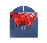 BROLEO Blue Greeting Card Cartoon Red Flower Vortex Spiral Picture for Christmas, Children's Birthday, Valentine's Day, and Party Invitation