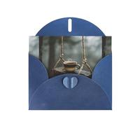 BROLEO Blue Greeting Card Coffee on the swing. Prints Perfect for Valentine's Day, Wedding Anniversary & Party Invitations