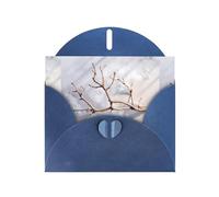 BROLEO Blue Greeting Card Dead branches on the snow Prints Perfect for Valentine's Day, Wedding Anniversary & Party Invitations