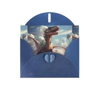 BROLEO Blue Greeting Card Dinosaurs in the sky Prints Perfect for Valentine's Day, Wedding Anniversary & Party Invitations