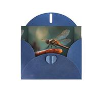 BROLEO Blue Greeting Card Dragonfly on a mushroom Prints Perfect for Valentine's Day, Wedding Anniversary & Party Invitations