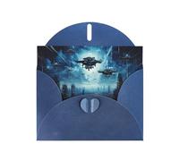 BROLEO Blue Greeting Card Drones in the starry sky Prints Perfect for Valentine's Day, Wedding Anniversary & Party Invitations