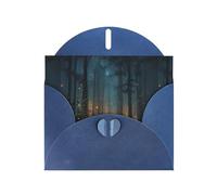 BROLEO Blue Greeting Card Fireflies in the Forest Prints Perfect for Valentine's Day, Wedding Anniversary & Party Invitations