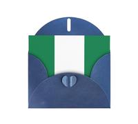 BROLEO Blue Greeting Card Flag of Nigeria Prints Perfect for Valentine's Day, Wedding Anniversary & Party Invitations