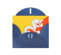 BROLEO Blue Greeting Card Flag of the Kingdom of Bhutan Picture for Christmas, Children's Birthday, Valentine's Day, and Party Invitation