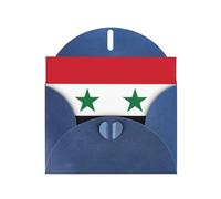 BROLEO Blue Greeting Card Flag of the Syrian Arab Republic Picture for Christmas, Children's Birthday, Valentine's Day, and Party Invitation