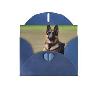 BROLEO Blue Greeting Card German Shepherd Dog Prints Perfect for Valentine's Day, Wedding Anniversary & Party Invitations
