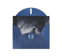 BROLEO Blue Greeting Card Ghost by the dead tree Prints Perfect for Valentine's Day, Wedding Anniversary & Party Invitations