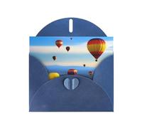 BROLEO Blue Greeting Card Hot Air Balloon In The Sky Picture for Christmas, Children's Birthday, Valentine's Day, and Party Invitation