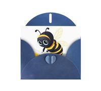 BROLEO Blue Greeting Card Little bee reading a book Prints Perfect for Valentine's Day, Wedding Anniversary & Party Invitations