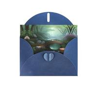 BROLEO Blue Greeting Card Little Bridge in the East Prints Perfect for Valentine's Day, Wedding Anniversary & Party Invitations