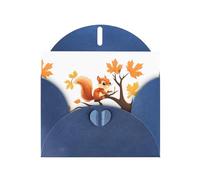 BROLEO Blue Greeting Card Little squirrel on the maple tree Prints Perfect for Valentine's Day, Wedding Anniversary & Party Invitations