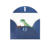 BROLEO Blue Greeting Card Lizard on dead leaves Prints Perfect for Valentine's Day, Wedding Anniversary & Party Invitations
