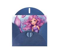 BROLEO Blue Greeting Card Mermaid Pink Purple Prints Perfect for Valentine's Day, Wedding Anniversary & Party Invitations