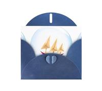 BROLEO Blue Greeting Card Origami boat in the crystal ball Prints Perfect for Valentine's Day, Wedding Anniversary & Party Invitations