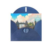 BROLEO Blue Greeting Card Outside the Castle Gate Prints Perfect for Valentine's Day, Wedding Anniversary & Party Invitations