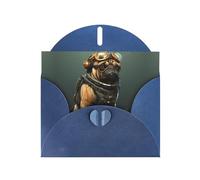 BROLEO Blue Greeting Card Pug dog Picture for Christmas, Children's Birthday, Valentine's Day, and Party Invitation