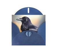 BROLEO Blue Greeting Card Ravens Picture for Christmas, Children's Birthday, Valentine's Day, and Party Invitation