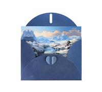 BROLEO Blue Greeting Card Snowy Mountain Scenery Picture for Christmas, Children's Birthday, Valentine's Day, and Party Invitation