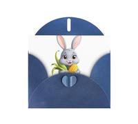 BROLEO Blue Greeting Card The grey rabbit with a full harvest Prints Perfect for Valentine's Day, Wedding Anniversary & Party Invitations