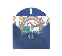 BROLEO Blue Greeting Card Unicorns by the river Prints Perfect for Valentine's Day, Wedding Anniversary & Party Invitations