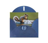 BROLEO Blue Greeting Card Water Skiing fox Squirrel Prints Perfect for Valentine's Day, Wedding Anniversary & Party Invitations