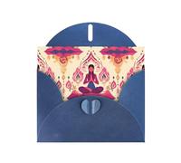 BROLEO Blue Greeting Card yoga meditation Picture for Christmas, Children's Birthday, Valentine's Day, and Party Invitation