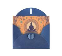 BROLEO Blue Greeting Card Yoga Meditation Prints Perfect for Valentine's Day, Wedding Anniversary & Party Invitations