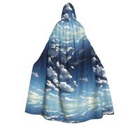 BROLEO Blue Sky And White Clouds Printing Halloween Adult Hooded Cape Men'S And Women'S Clothing Mantle Role-Playing
