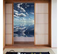 BROLEO Blue sky and white clouds Prints Curtain two Pieces Spliced 34x56in Fabric curtains, room dividers Fabric, Smooth & Not Easily Wrinkled