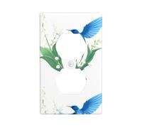 BROLEO Blue Swallow Under The Lily of The Valley Printing Double Socket Wall Panel Decorative for Residential and Commercial Areas 4.5x2.76in