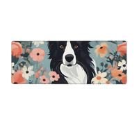 BROLEO Border Collie Florals Printing Extra Large Mouse Pad, Computer Office Anti Slip Gaming Keyboard Thickened Version 12x31.5in
