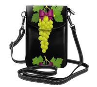 BROLEO Bowknot Grapes Printing Small Leather Women'S Crossbody Flip Phone Bag, Waterproof And Durable
