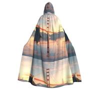 BROLEO Bridge under the sunset Prints Halloween Adult Hooded Cloak for Costume Parties and Theme Events