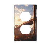 BROLEO Brooklyn Bridge Printing Double Socket Wall Panel Decorative for Residential and Commercial Areas 4.5x2.76in