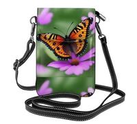 BROLEO Butterflies Collecting Nectar Printing Small Leather Women'S Crossbody Flip Phone Bag, Waterproof And Durable