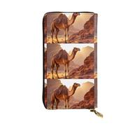 BROLEO Camel in The Desert Picture Leather Long Clutch Wallet for Fashionable Girls and Women - Durable, Stylish, and Functional
