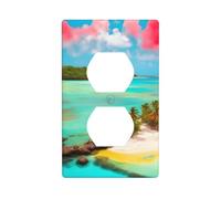 BROLEO Caribbean Scenery Printing Double Socket Wall Panel Decorative is Durable and Suitable for Socket Light Switch Accessories 4.5x2.76in