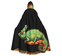 BROLEO Chameleon On A Blanket Prints Halloween Adult Hooded Cape Cloak No Zipper, Comfortable For Costume Parties