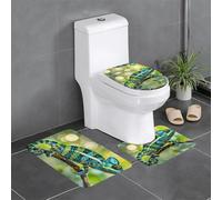 BROLEO Chameleon On Branch printing Anti slip floor mat three piece set bathroom carpet anti slip durable