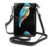 BROLEO Colorful Kingfisher Printing Small Leather Women'S Crossbody Flip Phone Bag, Waterproof And Durable