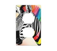 BROLEO Colorful Rainbow Zebra Printing Double Socket Wall Panel Decorative for Residential and Commercial Areas 4.5x2.76in