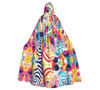 BROLEO colorful rainbow zebra Prints Halloween Adult Hooded Cloak for Costume Parties and Theme Events