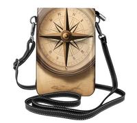 BROLEO Compass And Old World Map Printing Small Leather Women'S Crossbody Flip Phone Bag, Waterproof And Durable